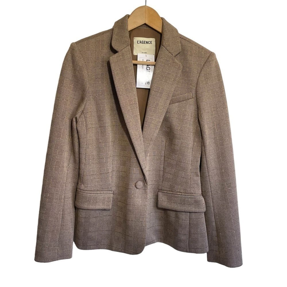 L’AGENCE Diana Skinny Lapel Plaid Blazer Size 4 NWT